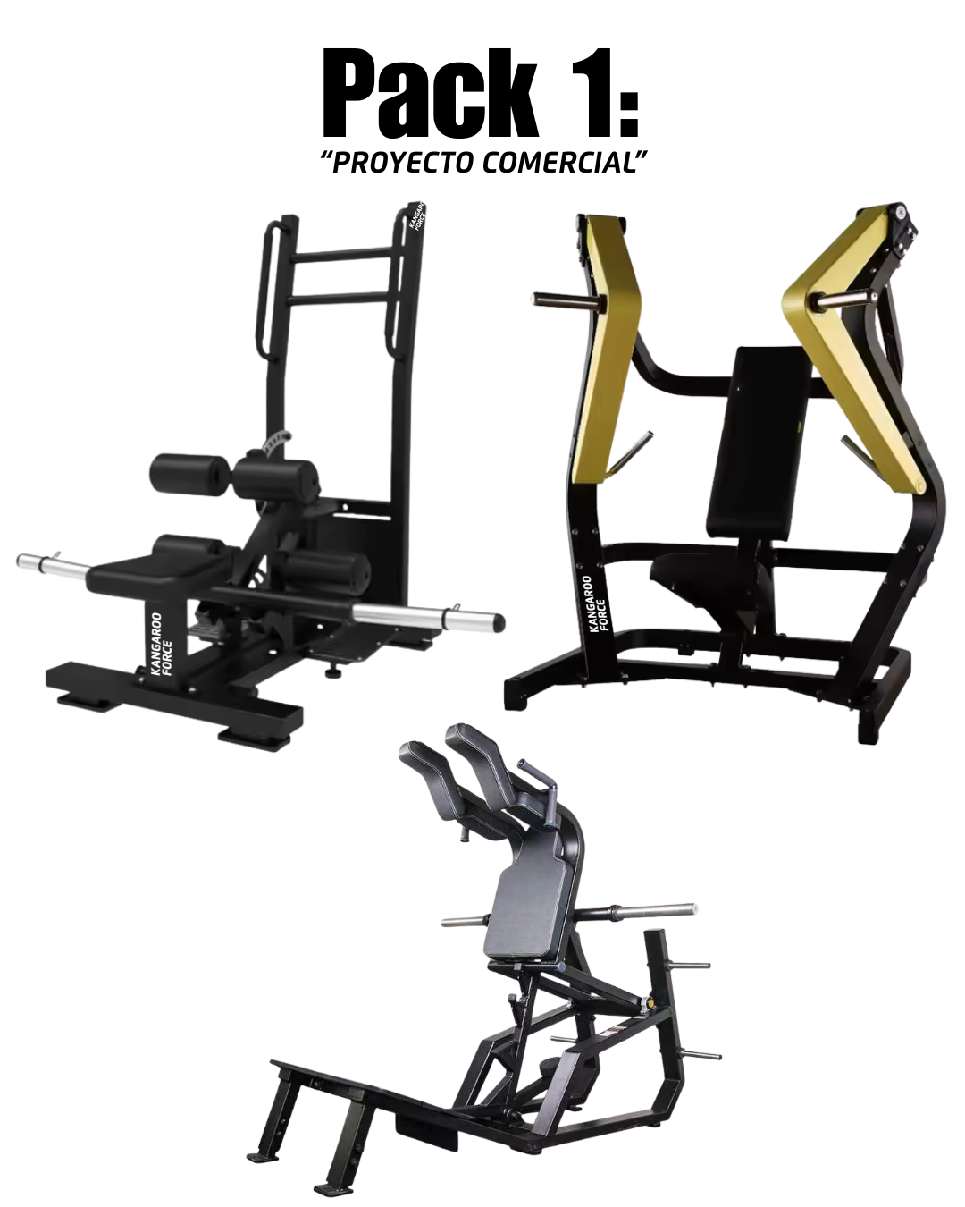 PACK 1: SUPER SQUAT LIGHT COMERCIAL, HIP THRUST DE PIE MOD2, PRESS DE PECTORAL DECLINADO
